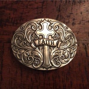 Faith Cross western oval Belt buckle